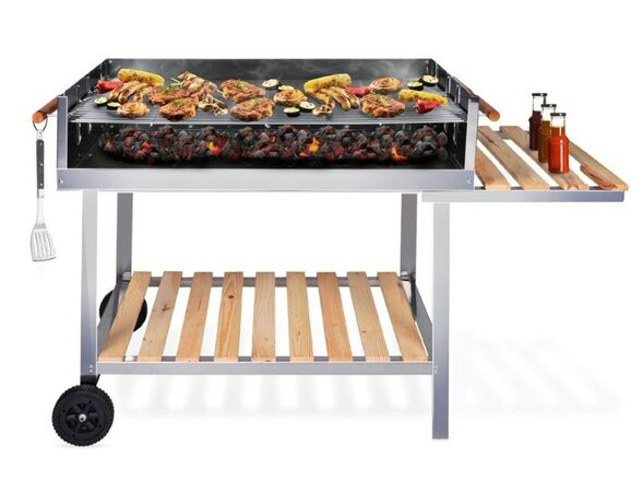 BBQ COLLECTION Gril na dřevěné uhlí nerez 98 x 56 cm ED-286634