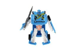 Transformer auto/robot plast 14cm modrý na kartě 17x26x6cm