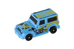 Transformer auto/robot plast 14cm modrý na kartě 17x26x6cm