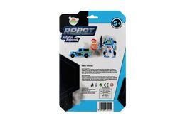 Transformer auto/robot plast 14cm modrý na kartě 17x26x6cm