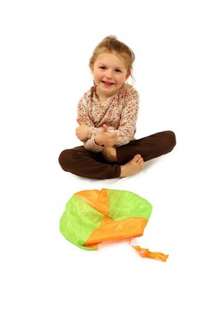 Parašutista figurka s padákem létající svítící látka/plast  12cm na baterie 2 barvy na kartě