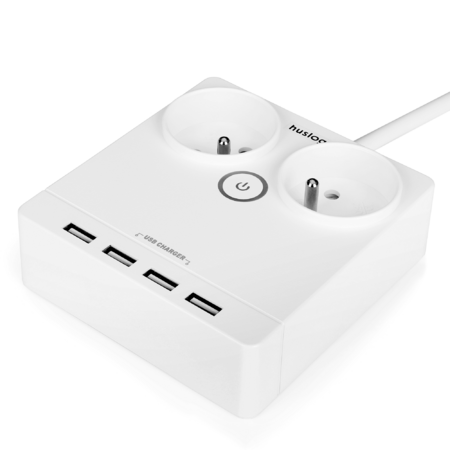 Prodlužovací kabel Huslog bílý 2x zásuvka + 4x USB