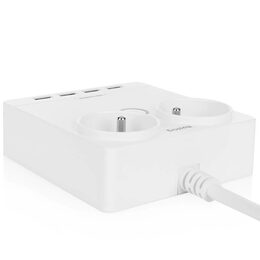 Prodlužovací kabel Huslog bílý 2x zásuvka + 4x USB