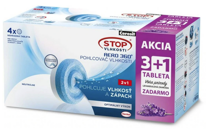 Náplň do pohlcovače vlhkosti CSV-AERO 360, 4x450g tableta, levandule