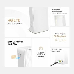 Modem TP-Link Mercusys MB112-4G LTE s WiFi routerem, 1x LAN, 1x WAN, 1x slot SIM, 300Mbps 2,4