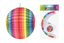Lampion koule duhový průměr 25cm v sáčku (bez hůlky) karneval