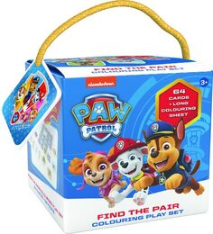 Pexeso na cesty s omalovánkami Tlapková patrola/Paw Patrol v krabičce 12x12cm