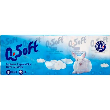 Q Soft papírové kapesníčky 3-vrstvé 10x10 ks