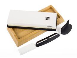 Sada nožů G21 Gourmet Damascus v bambusovém bloku 4 ks + brusný kámen