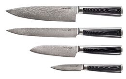 Sada nožů G21 Damascus Premium v bambusovém bloku, 4 ks + brusný kámen