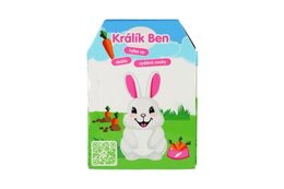 Králík Ben plyš/plast 16x17cm na baterie se zvukem s pohybem v krabici 13x19x18cm