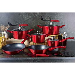 BERLINGERHAUS Sada nádobí s mramorovým povrchem 5 ks Burgundy Metallic Line BH-6780