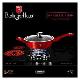BERLINGERHAUS Pánev hluboká s mramorovým povrchem a poklicí 28 cm Burgundy Metallic Line BH-1260