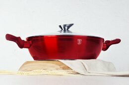 BERLINGERHAUS Pekáč kulatý s mramorovým povrchem a poklicí  32 cm Burgundy Metallic Line BH-1264
