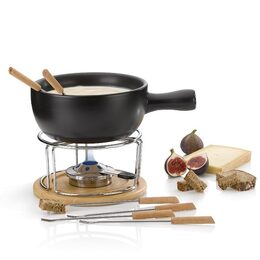 KELA Sýrové fondue NATURA keramika, nerez, chrom, dřevo KL-61306
