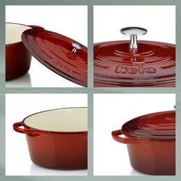 KELA Pekáč litinový s poklicí CALIDO 24 cm červená KL-11941