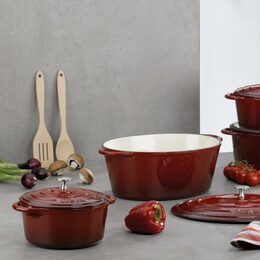 KELA Pekáč litinový s poklicí CALIDO 24 cm červená KL-11941
