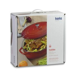 KELA Pekáč litinový s poklicí CALIDO 35 x 28,5 cm červená KL-11943