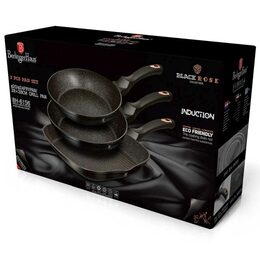 BERLINGERHAUS Sada pánví s mramorovým povrchem 3 ks Black Rose Collection BH-6156