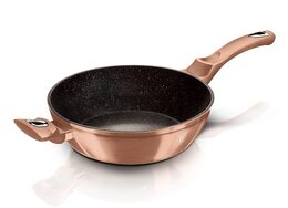 BERLINGERHAUS Pánev hluboká s mramorovým povrchem a poklicí 28 cm Rosegold Metallic Line BH-1518
