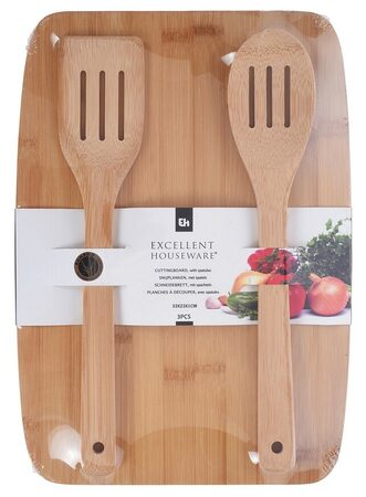 EXCELLENT HOUSEWARE Prkénko krájecí a servírovací příbor bambus sada 3 ks KO-784230280