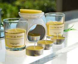 HOMESTYLING Aroma lampa a vonné svíčky dárková sada 9 ks FRESH LEMON KO-CC5061530zlut