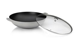 KELA Wok litinový s poklicí CALIDO 36 cm šedá KL-12610