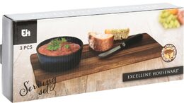 EXCELLENT HOUSEWARE Servírovací podnos + miska a nůž sada 3 ks modrá KO-278000720modr