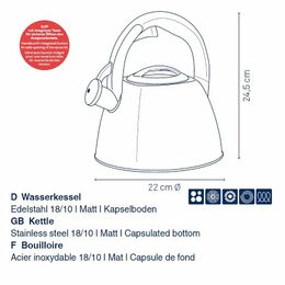KELA Konvice pískací Vitus nerez 2,4 l, černá matná KL-12079