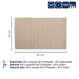 KELA Koupelnová předložka Miu směs bavlna/polyester zakalená růžová 80,0x50,0x1,0cm KL-24725