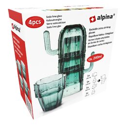 ALPINA Sklenice na limonádu stohovatelné sada 4 ks kaktus ED-223999