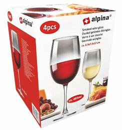ALPINA Sklenice na víno sada 4 ks 465 ml kouřová ED-224043