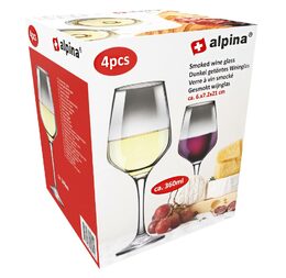 ALPINA Sklenice na víno sada 4 ks 360 ml kouřová ED-224044