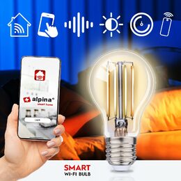 ALPINA Chytrá žárovka LED WIFI bílá stmívatelná E27 806LM ED-225449