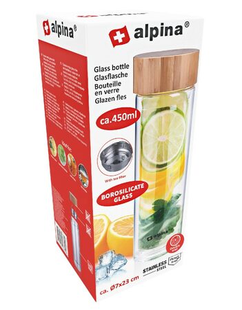 ALPINA Skleněná láhev termoska borosilikátové sklo 450 ml ED-226751