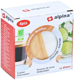 ALPINA Podtácky dřevěné / mramor sada 4 ks čtverec ED-227023ctve