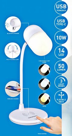 GRUNDIG Stolní lampa LED s bezdrátovou nabíječkou na mobil 3v1 ED-247254
