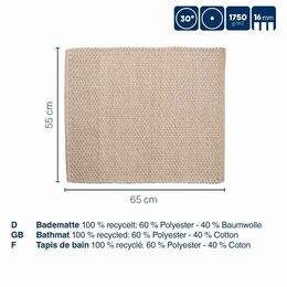 KELA Koupelnová předložka Miu směs bavlna/polyester kouřově modrá 65,0x55,0x1,0cm KL-24728