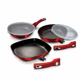 BERLINGERHAUS Sada pánví s odnímatelnou rukojetí 5 ks Burgundy Metallic Line steak BH-6796