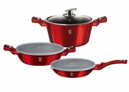 BERLINGERHAUS Sada nádobí s mramorovým povrchem 6 ks Burgundy Metallic Line BH-7046