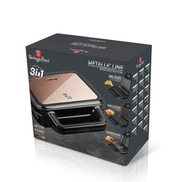 BERLINGERHAUS Sendvičovač a vaflovač s nepřilnavým povrchem 3v1 Rosegold Metallic Line BH-9453