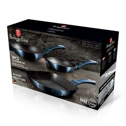 BERLINGERHAUS Sada pánví s mramorovým povrchem 3 ks Aquamarine Metallic Line BH-6140