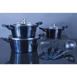 BERLINGERHAUS Sada nádobí s mramorovým povrchem 10 ks Aquamarine Metallic Line BH-6152