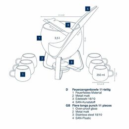 KELA Sada na punč / bowle Juntos sklo 11 ks KL-16670