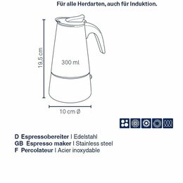 KELA Konvice na espresso Ferrara nerez černá 19,5 cm 10,0 cm  300,0 ml KL-10899