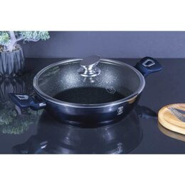 BERLINGERHAUS Pekáč kulatý s mramorovým povrchem a poklicí 28 cm Aquamarine Metallic Line BH-1877