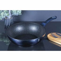 BERLINGERHAUS Pánev WOK s mramorovým povrchem 30 cm Aquamarine Metallic Line BH-6114