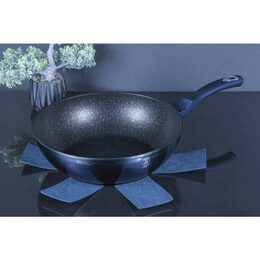 BERLINGERHAUS Pánev WOK s mramorovým povrchem 30 cm Aquamarine Metallic Line BH-6114
