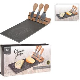 EXCELLENT HOUSEWARE Servírovací prkénko na sýr břidlice sada 4 ks KO-210000170