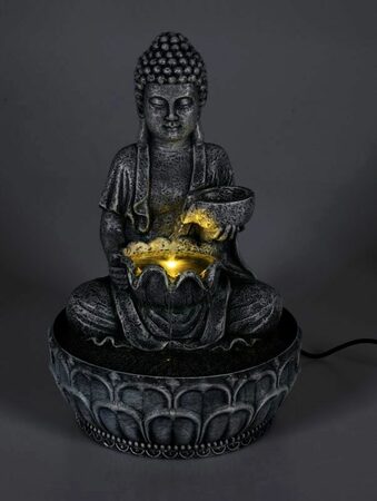 HOMESTYLING Fontána pokojová s LED osvětlením 29 cm Budha černá KO-795202330cern